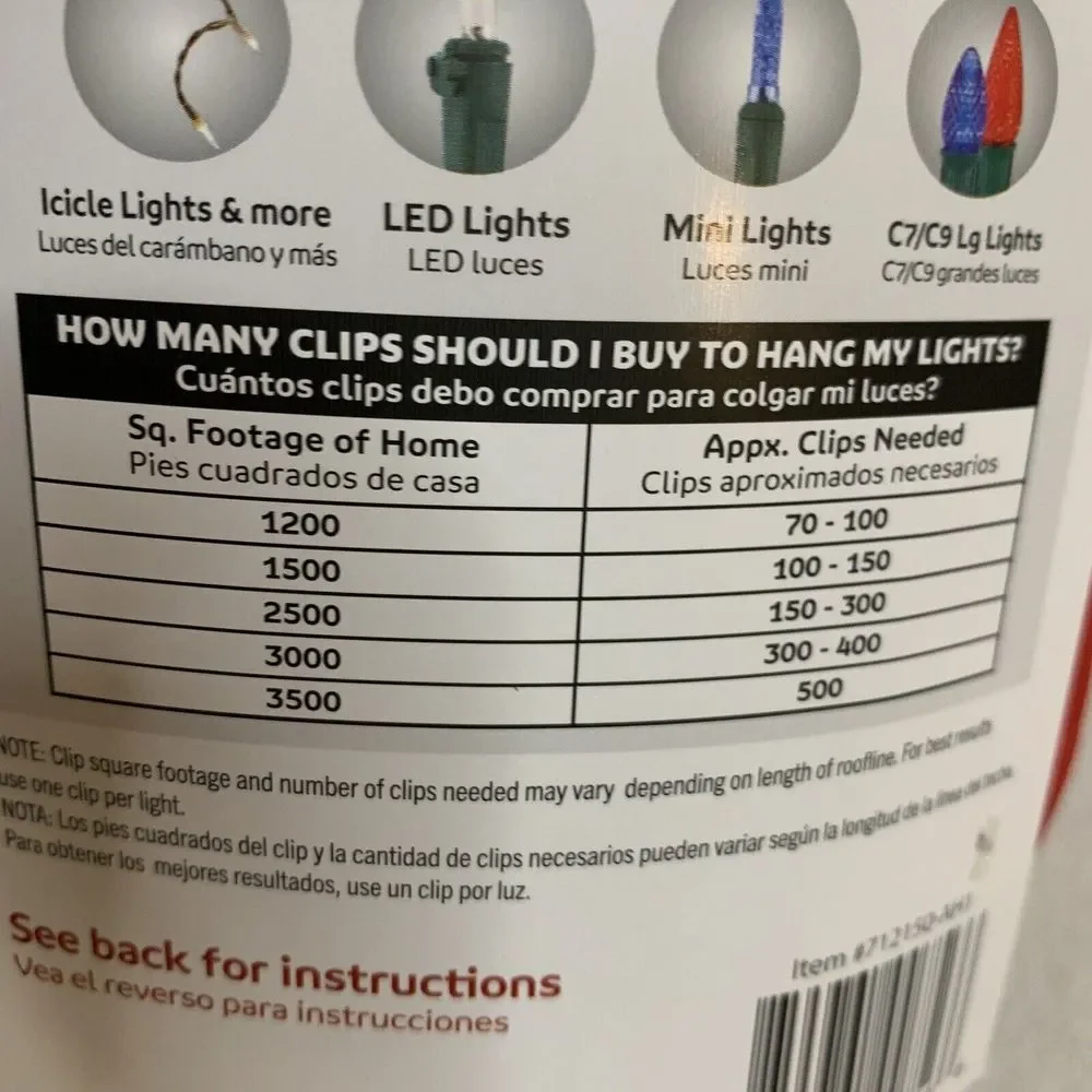 Universal Light Clips Outdoor Christmas Lights 150 Count Gutters Shingles Tile